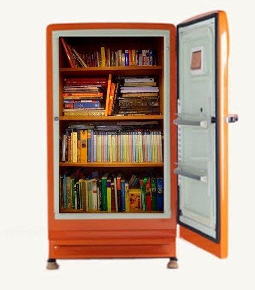 bookcase made from fridge